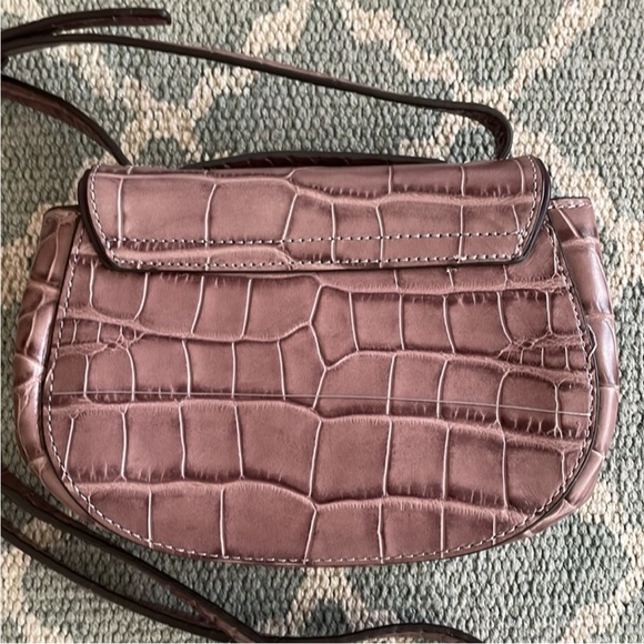 J. Crew Mauve Croc-Embossed Leather Crossbody Bag with Gold Hardware - Picture 7 of 16